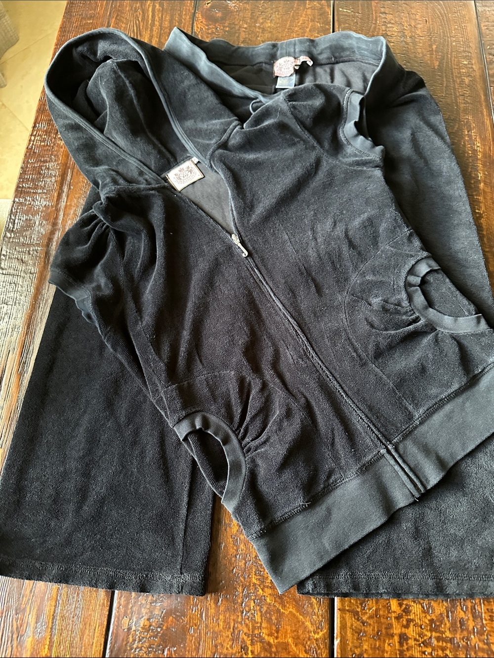 Women’s Juicy Couture Black Hooded Zip Jacket and cropped pants